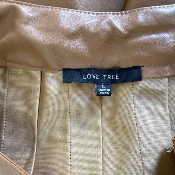 Pleated Pleather Skirt  | Women’s Size L | Color Cognac | By Love Tree - Picture 6 of 7